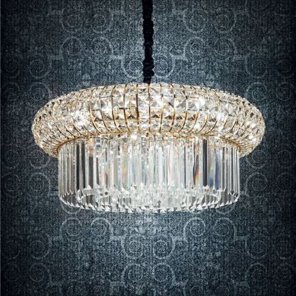 Ideal Lux - Ljuskrona i kristal med kedja NABUCCO 12xE14/40W/230V diameter 60 cm guld