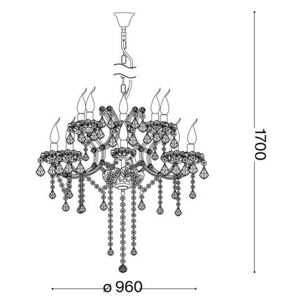 Ideal Lux - Ljuskrona i kristal med kedja NAPOLEON 18xE14/40W/230V diameter 96 cm skinande krom