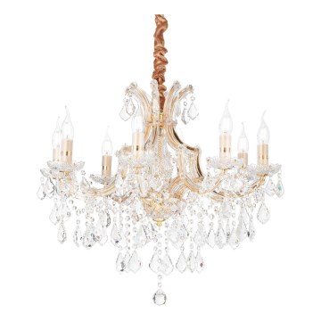 Ideal Lux - Ljuskrona i kristal med kedja NAPOLEON 8xE14/40W/230V diameter 67 cm guld