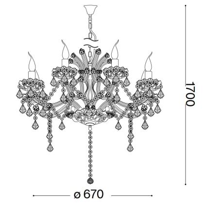Ideal Lux - Ljuskrona i kristal med kedja NAPOLEON 8xE14/40W/230V diameter 67 cm guld
