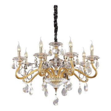 Ideal Lux - Ljuskrona i kristal med kedja NEGRESCO 8xE14/28W/230V diameter 73,5 cm guld