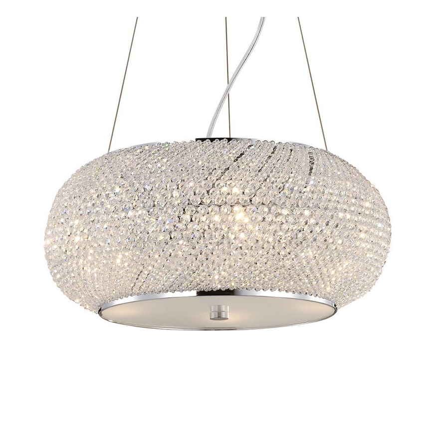 Ideal Lux - Ljuskrona i kristal PASHA 10xE14/40W/230V diameter 55 cm skinande krom