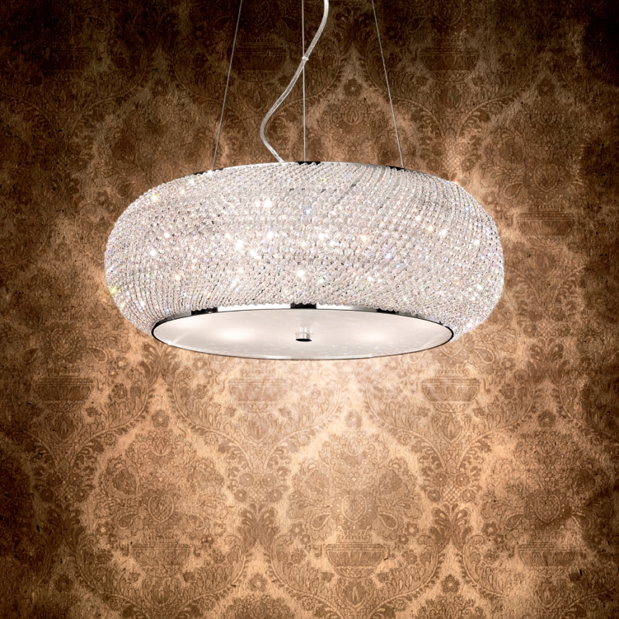 Ideal Lux - Ljuskrona i kristal PASHA 10xE14/40W/230V diameter 55 cm skinande krom