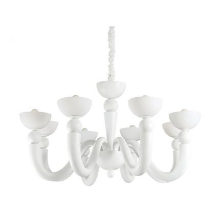 Ideal Lux - Ljuskrona med kedja BON BON 8xE14/28W/230V Ø 95,5 cm vit