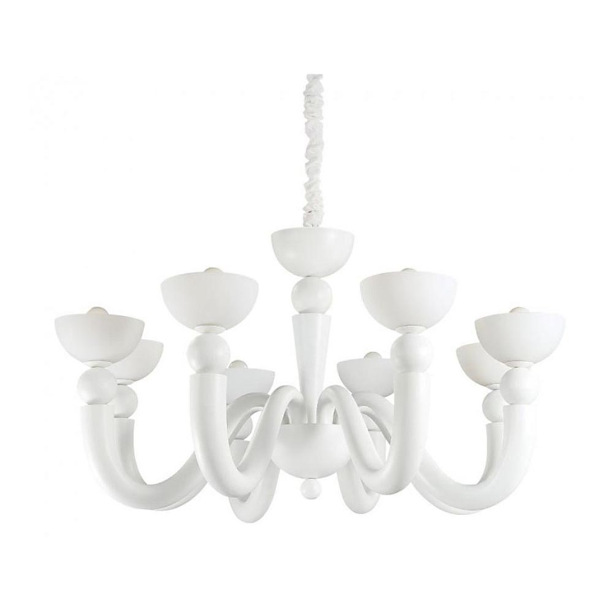 Ideal Lux - Ljuskrona med kedja BON BON 8xE14/28W/230V Ø 95,5 cm vit