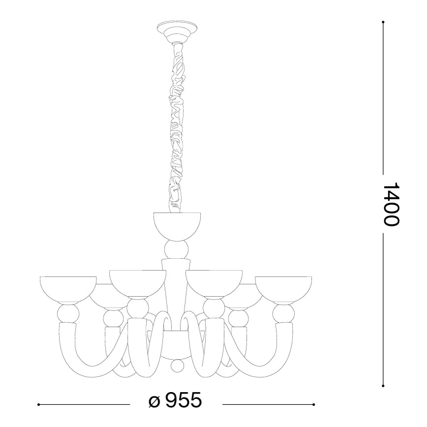 Ideal Lux - Ljuskrona med kedja BON BON 8xE14/28W/230V Ø 95,5 cm vit