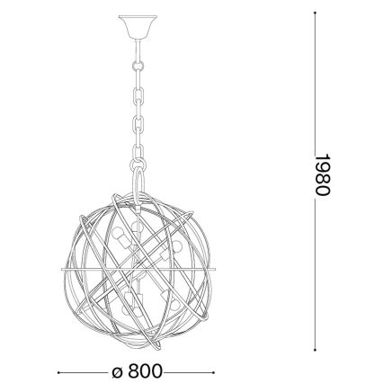 Ideal Lux - Ljuskrona med kedja KONSE 7xE27/60W/230V Ø 80 cm guldfärgad