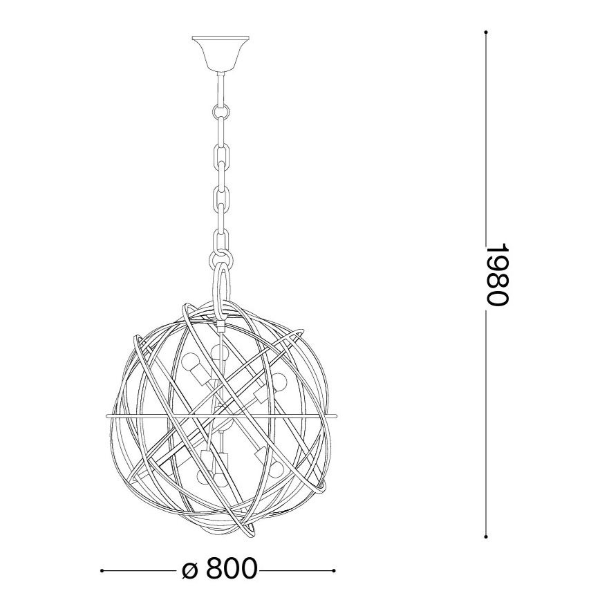 Ideal Lux - Ljuskrona med kedja KONSE 7xE27/60W/230V Ø 80 cm guldfärgad