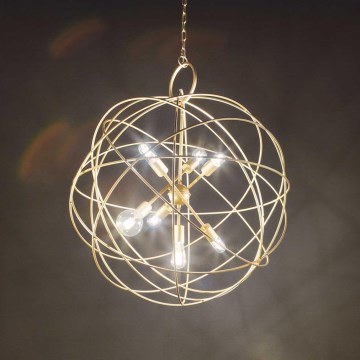Ideal Lux - Ljuskrona med kedja KONSE 7xE27/60W/230V Ø 80 cm guldfärgad