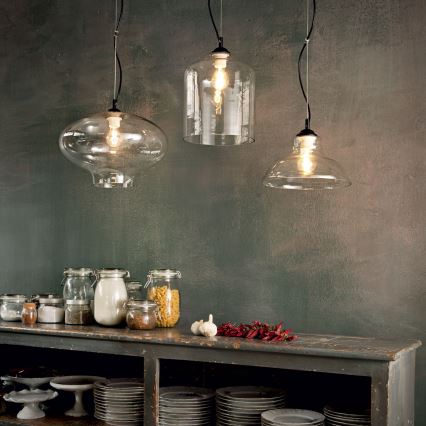 Ideal Lux - Ljuskrona med textilsladd BISTRO 1xE27/60W/230V diameter 24 cm rökig