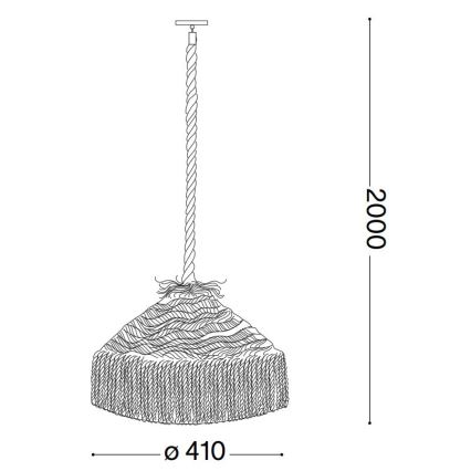 Ideal Lux - Ljuskrona med textilsladd CANAPA 1xE27/15W/230V diameter 41 cm brun