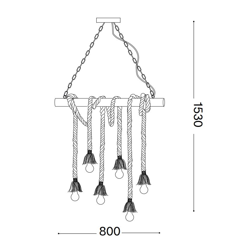 Ideal Lux - Ljuskrona med textilsladd CANAPA 6xE27/15W/230V brun