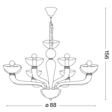 Ideal Lux – Ljuskrona med textilsladd CASANOVA 8×E14/40W/230V