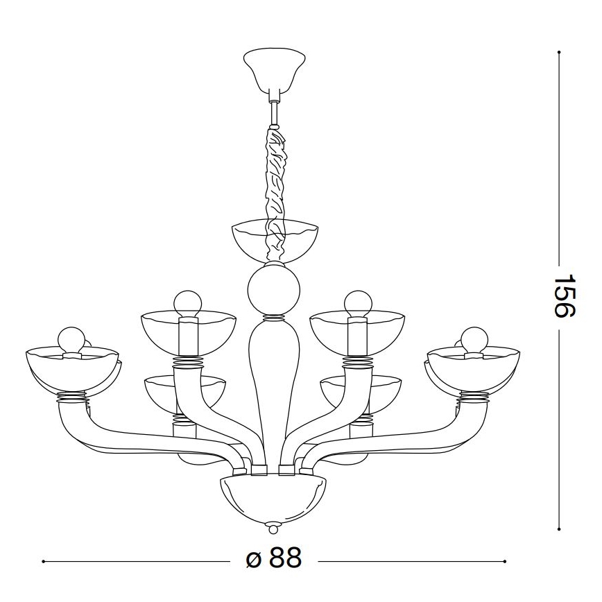 Ideal Lux – Ljuskrona med textilsladd CASANOVA 8×E14/40W/230V