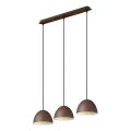 Ideal Lux - Ljuskrona med textilsladd FOLK 3xE27/60W/230V brun