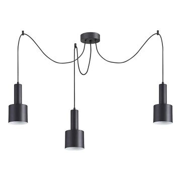 Ideal Lux - Ljuskrona med textilsladd HOLLY 3xE27/60W/230V spindel svart