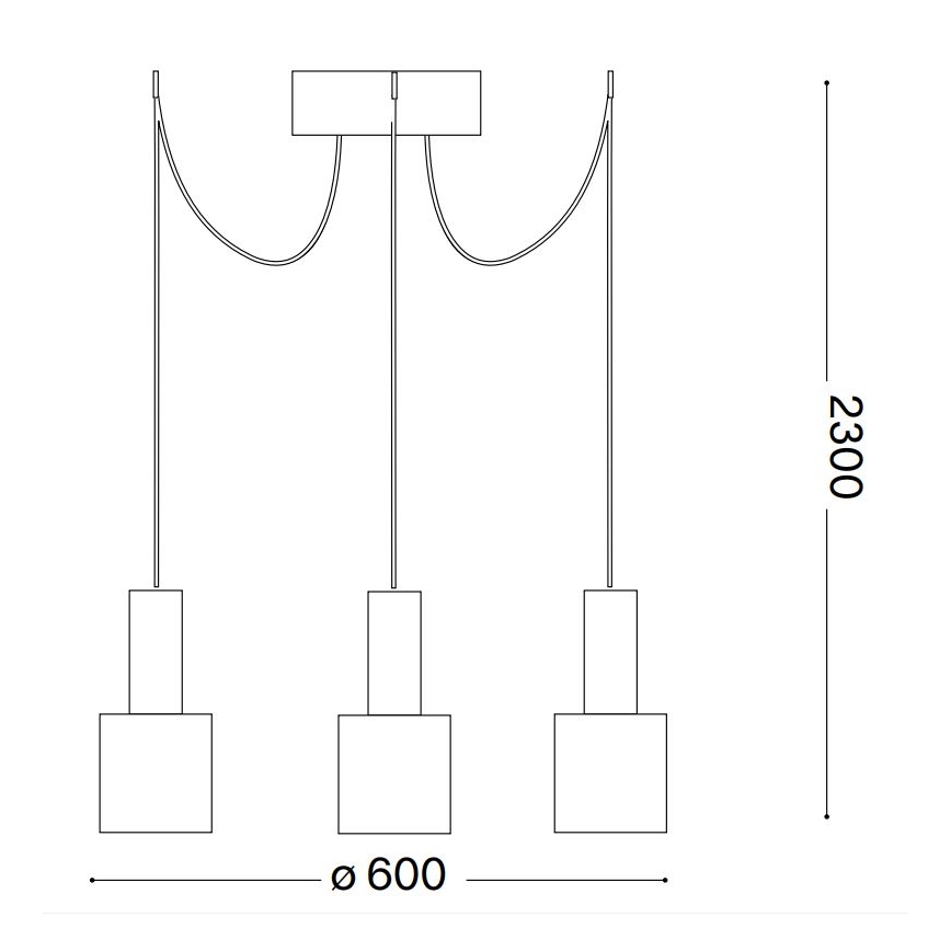Ideal Lux - Ljuskrona med textilsladd HOLLY 3xE27/60W/230V spindel svart