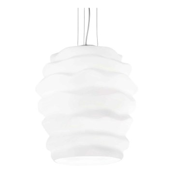 Ideal Lux - Ljuskrona med textilsladd KARMA 1xE27/60W/230V diameter 38 cm vit