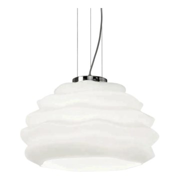 Ideal Lux - Ljuskrona med textilsladd KARMA 1xE27/60W/230V diameter 39 cm vit