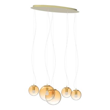 Ideal Lux - Ljuskrona med textilsladd MAPA 5xE27/42W/230V guld/rökig