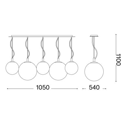 Ideal Lux - Ljuskrona med textilsladd MAPA 5xE27/42W/230V guld/rökig