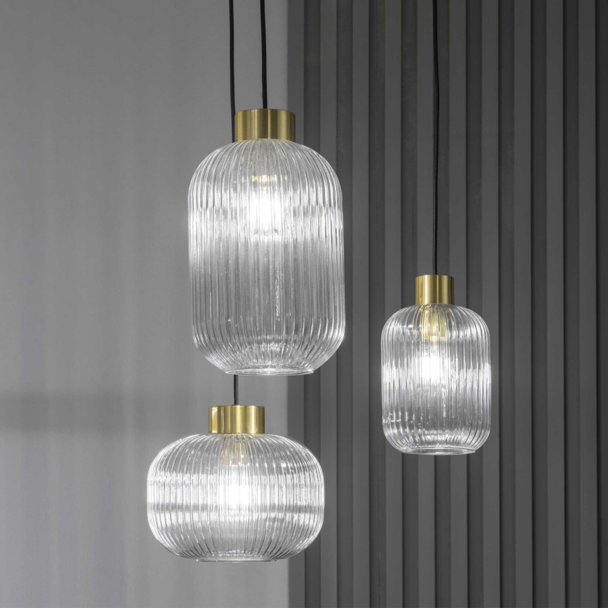 Ideal Lux - Ljuskrona med textilsladd MINT 1xE27/60W/230V diameter 24 cm genomskinlig