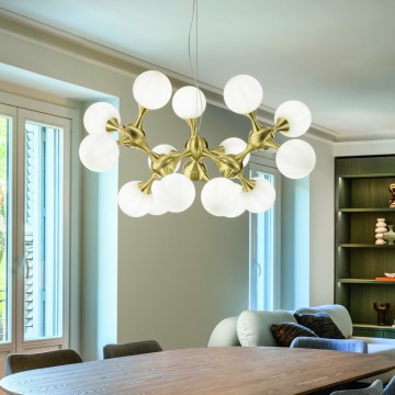 Ideal Lux - Ljuskrona med textilsladd NODI 15xE14/28W/230V mässing