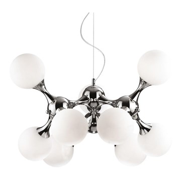 Ideal Lux - Ljuskrona med textilsladd NODI 9xE14/40W/230V skinande krom/vit