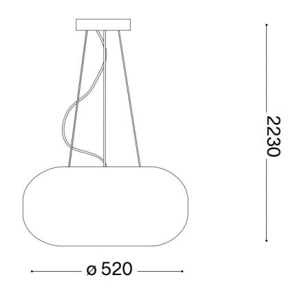 Ideal Lux - Ljuskrona med textilsladd ULISSE 3xE27/60W/230V diameter 52 cm vit