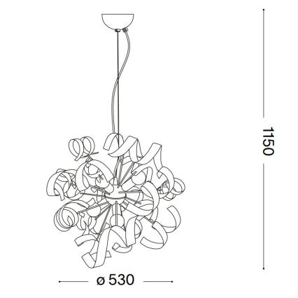 Ideal Lux - Ljuskrona med textilsladd VORTEX 6xE14/40W/230V diameter 53 cm guld/patina