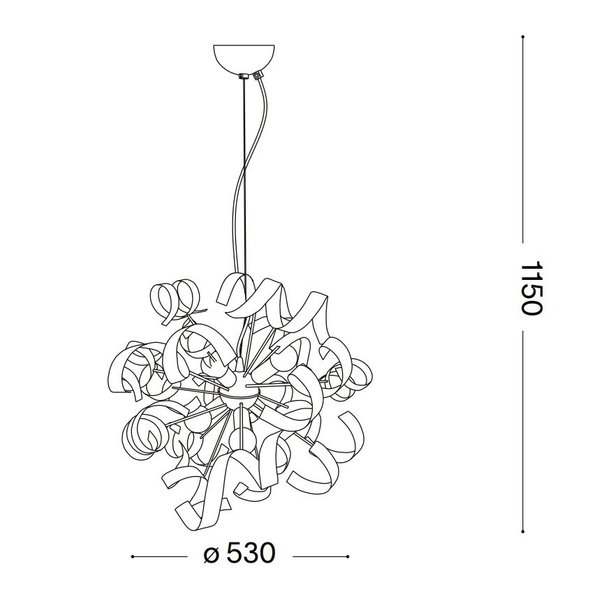 Ideal Lux - Ljuskrona med textilsladd VORTEX 6xE14/40W/230V diameter 53 cm silver/patina