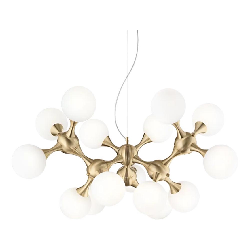 Ideal Lux - Ljuskrona med vajer NODI 15xE14/28W/230V Ø 105 cm mässing/vit