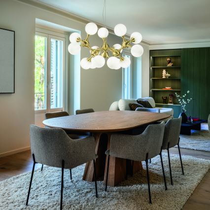 Ideal Lux - Ljuskrona med vajer NODI 15xE14/28W/230V Ø 105 cm mässing/vit