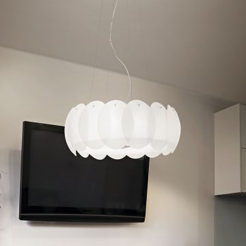 Ideal Lux - Ljuskrona på kabel OVALINO 8xE27/60W/230V Ø 55 cm vit