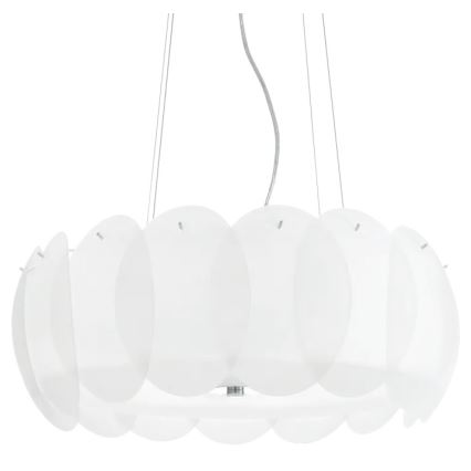 Ideal Lux - Ljuskrona på kabel OVALINO 8xE27/60W/230V Ø 55 cm vit
