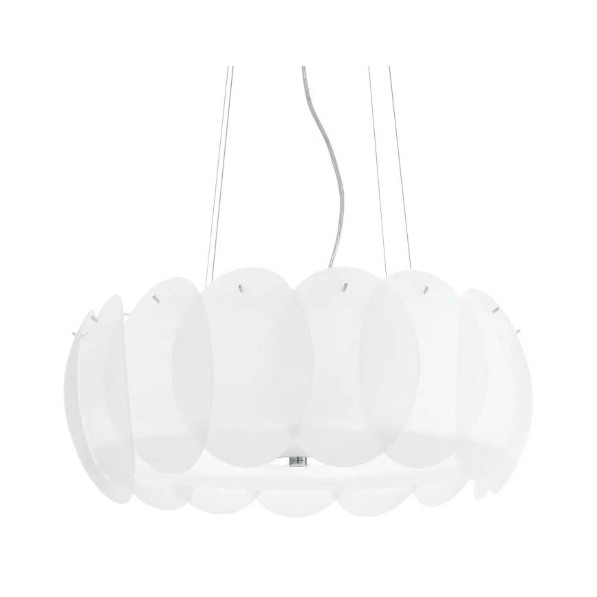 Ideal Lux - Ljuskrona på kabel OVALINO 8xE27/60W/230V Ø 55 cm vit
