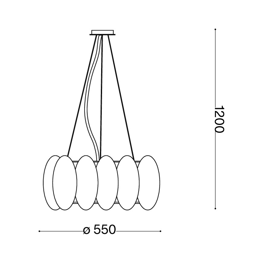 Ideal Lux - Ljuskrona på kabel OVALINO 8xE27/60W/230V Ø 55 cm vit