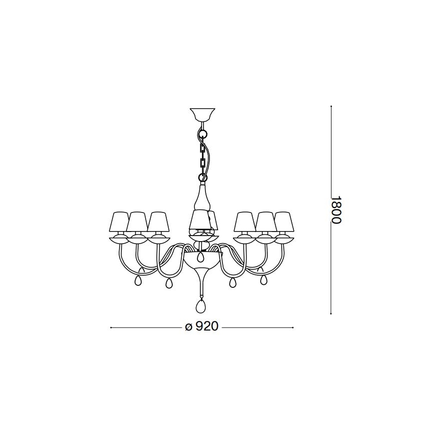 Ideal Lux - Ljuskrona på kedja BLANCHE 8xE14/40W/230V diameter 92 cm svart