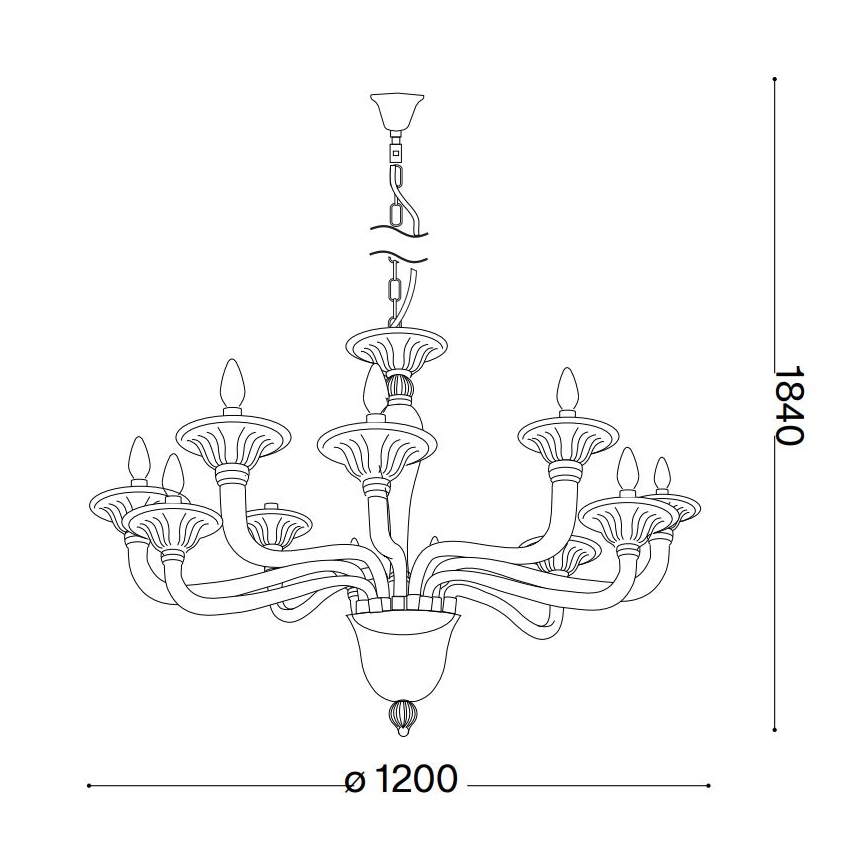 Ideal Lux - Ljuskrona på kedja BRIGITTA 12xE14/40W/230V diameter 120 cm mässing