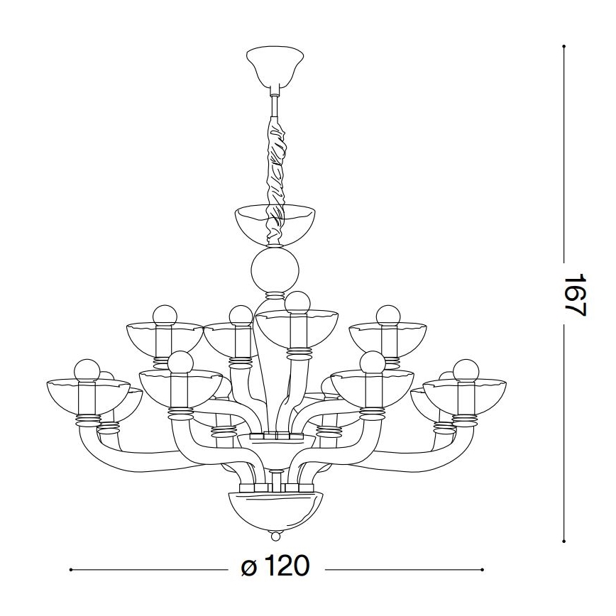 Ideal Lux - Ljuskrona på kedja CASANOVA 16xE14/40W/230V diameter 120 cm genomskinlig
