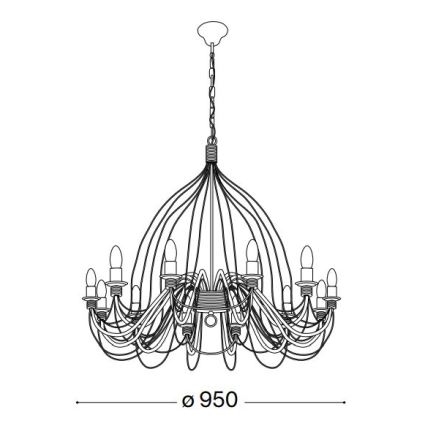 Ideal Lux - Ljuskrona på kedja CORTE 12xE14/40W/230V diameter 95 cm koppar