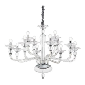 Ideal Lux - Ljuskrona på kedja DANIELI 12xE14/40W/230V diameter 94 cm genomskinlig