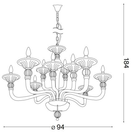 Ideal Lux - Ljuskrona på kedja DANIELI 12xE14/40W/230V diameter 94 cm genomskinlig