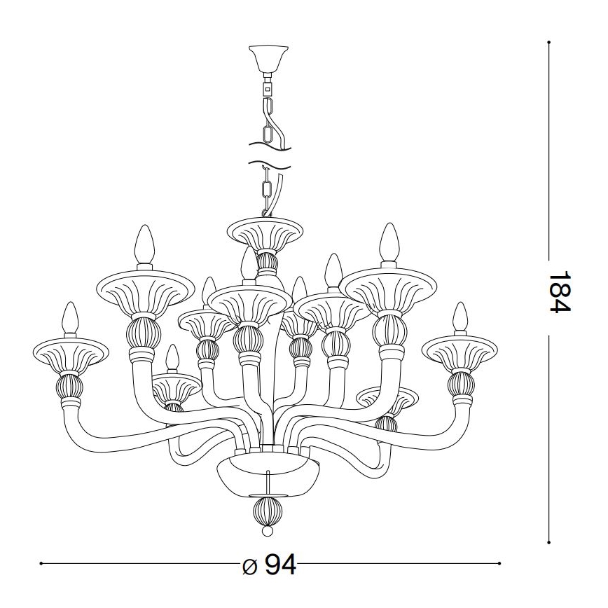 Ideal Lux - Ljuskrona på kedja DANIELI 12xE14/40W/230V diameter 94 cm genomskinlig