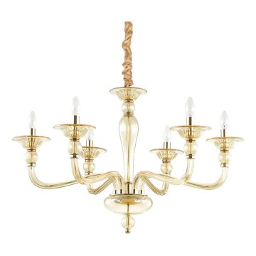 Ideal Lux - Ljuskrona på kedja DANIELI 6xE14/40W/230V diameter 85 cm mässing