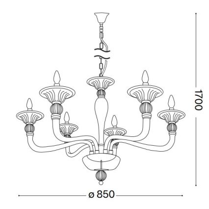 Ideal Lux - Ljuskrona på kedja DANIELI 6xE14/40W/230V diameter 85 cm mässing