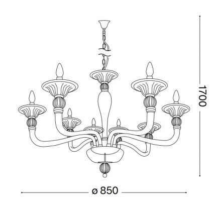 Ideal Lux - Ljuskrona på kedja DANIELI 8xE14/40W/230V diameter 85 cm mässing
