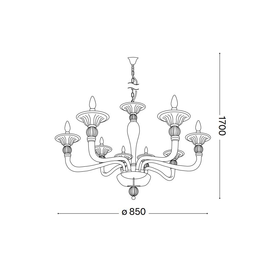 Ideal Lux - Ljuskrona på kedja DANIELI 8xE14/40W/230V diameter 85 cm mässing