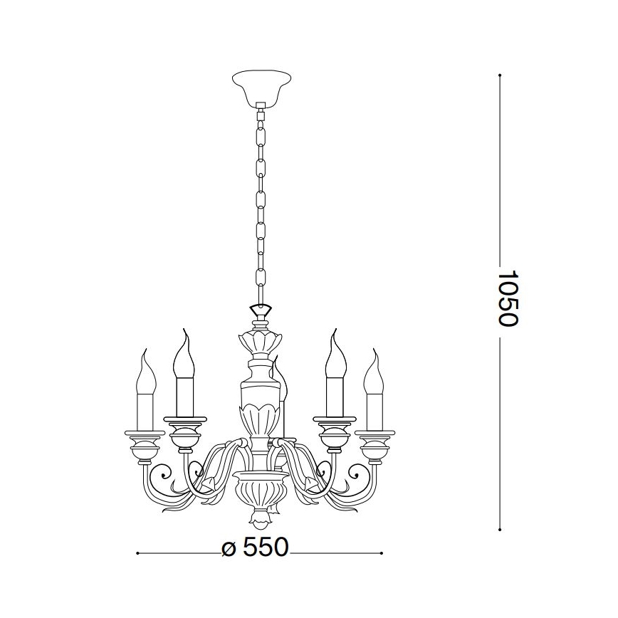 Ideal Lux - Ljuskrona på kedja FIRENZE 5xE14/40W/230V diameter 55 cm guld