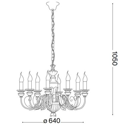 Ideal Lux - Ljuskrona på kedja FIRENZE 8xE14/40W/230V diameter 64 cm guld